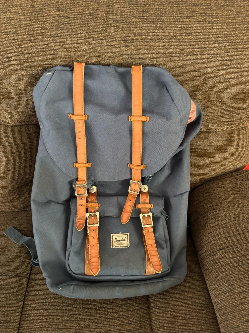 Herschel Supply Company Navy Backpack with Brown Trim Straps